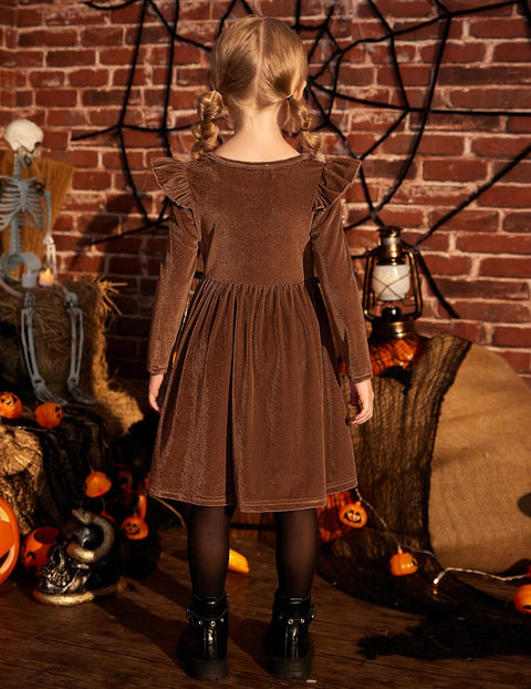 Arshiner Toddler Velvet Dress Little Girls Ruffle Dresses