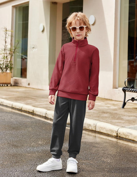 Arshiner Boys Half Zip Sweatshirt and Pants Outfit 2Pcs Set