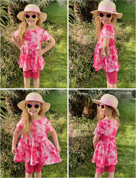 Arshiner Girls Summer Outfits Short Sleeve Ruffle Hem Top and Biker Shorts Set Girl Clothes 6-14 Years