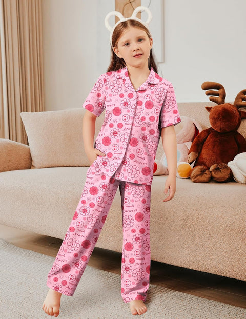 Arshiner Pajamas for Girls Short Sleeve Long Pants Outfit 2 Piece  Pjs Sets