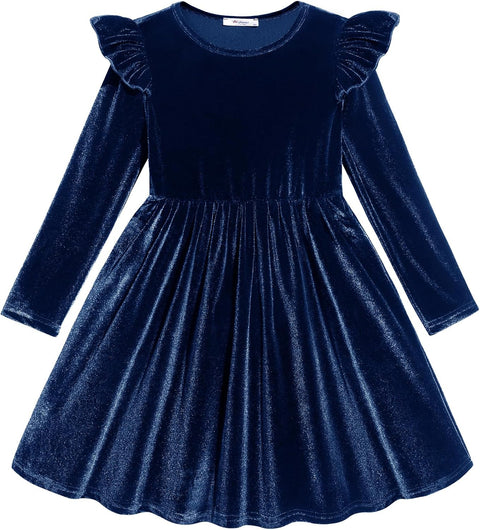 Arshiner Toddler Velvet Dress Little Girls Ruffle Dresses