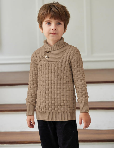 Arshiner Boys Long Sleeve Textured Ribbed Edge Pullover Sweaters