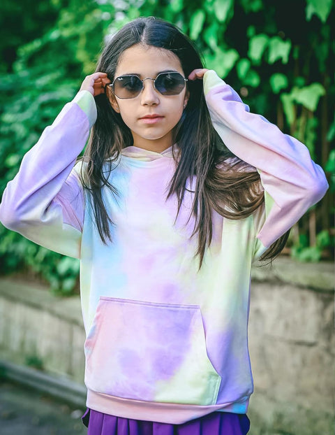 Arshiner Girls Tie Dye Sweatshirts Loose Casual Hoodies Tops