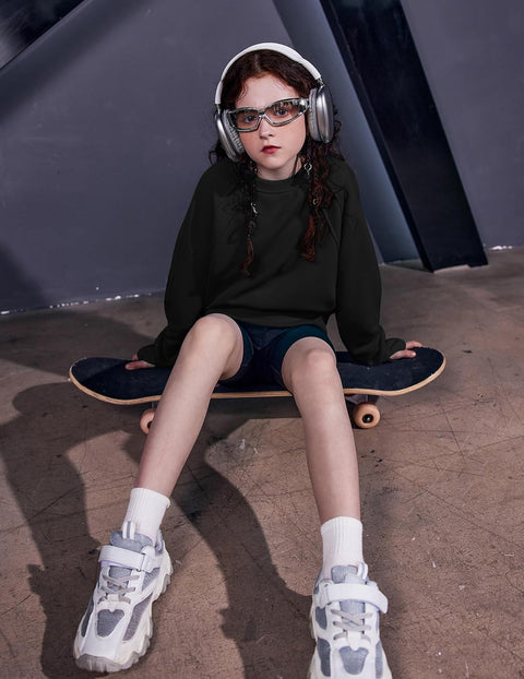 Arshiner Girls Sweatshirt Crop Tops Cropped Ribbed Shirts