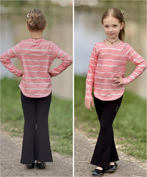 Arshiner Girls Long Sleeve T Shirts Hem Side Soft Tops