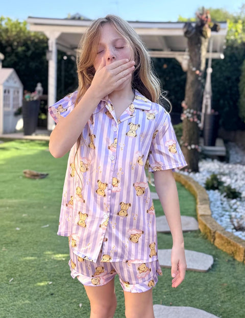 Arshiner Girls Pajamas Silk Satin Pajama Set