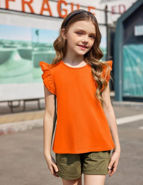 Arshiner Girls Shirts Ruffle Short Sleeve Cute Casual Tops Blouse Tee