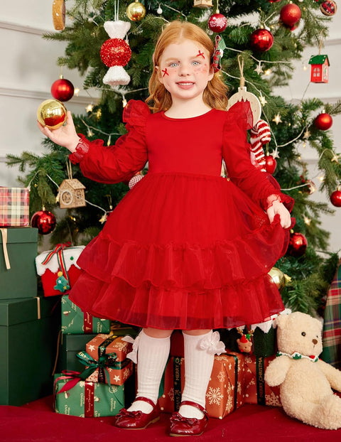 Arshiner Toddler Girls Tiered Tutu Dress Fall Formal Dresses