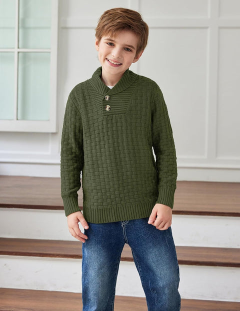 Arshiner Boys Long Sleeve Textured Ribbed Edge Pullover Sweaters