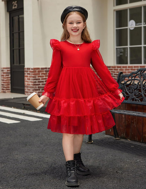 Arshiner Toddler Girls Tiered Tutu Dress Fall Formal Dresses