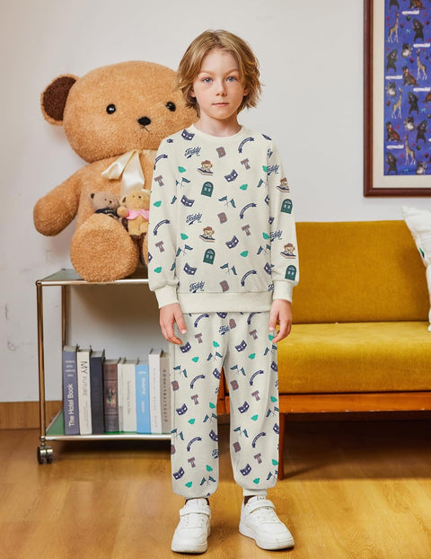 Arshiner Boys Teddy Bear Sweatshirt and Pants Outfit Set