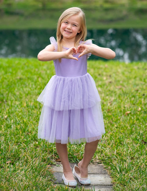 Arshiner Toddler Girls Tutu Sundress Ruffle Sleeve Double Fluffy Tiered Dresses
