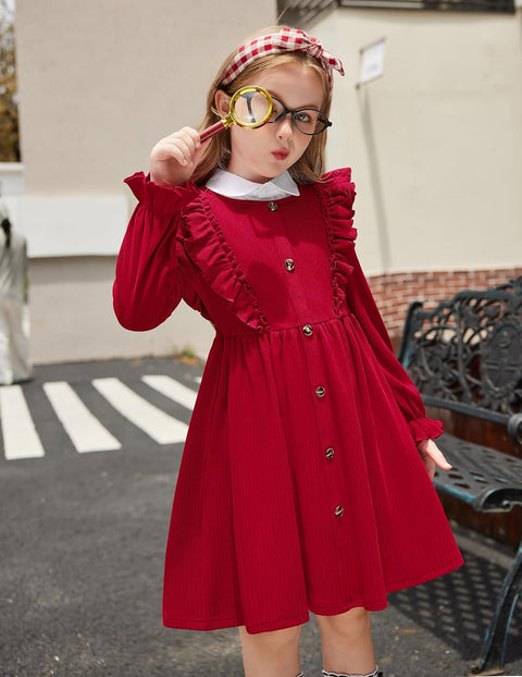 Arshiner Toddler Sweater Dress Ruffle Ribbed Knit Dresses