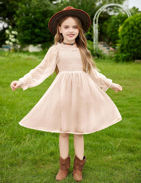 Arshiner Girl Tulle Dress Winter Long Sleeve Teen Girls Party Dresses