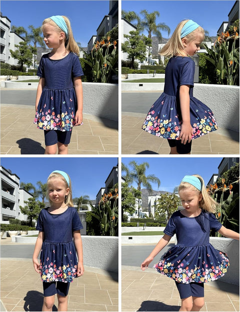 Arshiner Girls Summer Outfits Short Sleeve Ruffle Hem Top and Biker Shorts Set Girl Clothes 6-14 Years