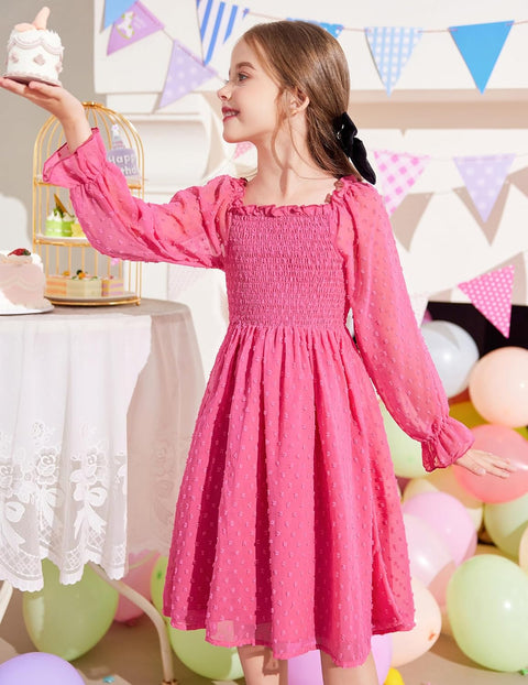 Arshiner Girl Tulle Dress Winter Long Sleeve Teen Girls Party Dresses