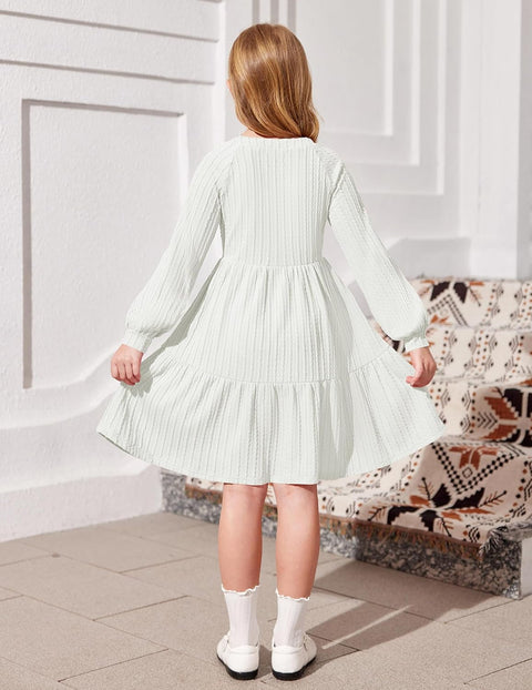 Arshiner Girls Dresses Lantern Long Sleeve Casual Dress