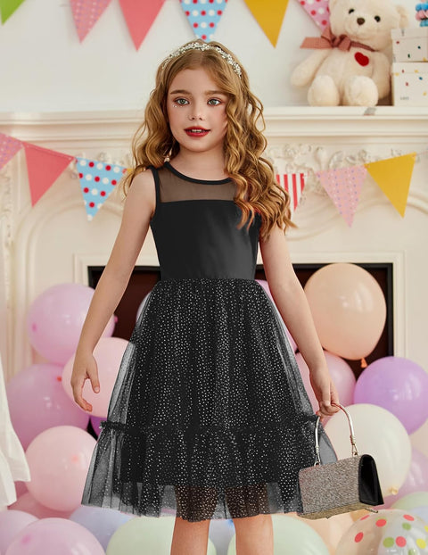 [2T-7Y] Arshiner Toddler Sleeveless Formal Dress Fancy Cute Tulle Glitter Dresses