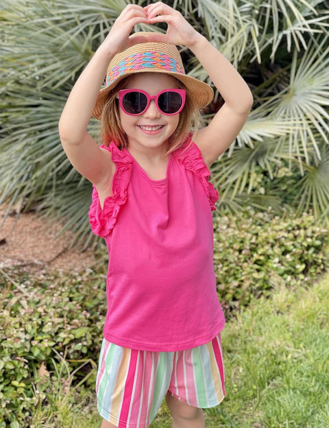 Arshiner Girls 2 Piece Sets Ruffle Trimmed Tank Top and High Waist Shorts