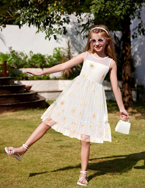 [2T-7Y] Arshiner Toddler Sleeveless Formal Dress Fancy Cute Tulle Glitter Dresses