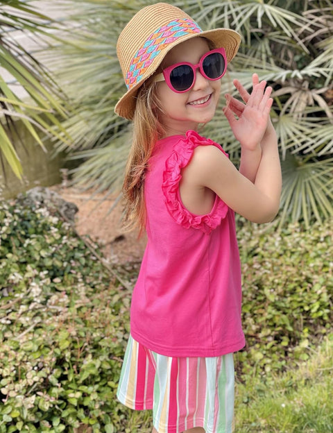 Arshiner Girls 2 Piece Sets Ruffle Trimmed Tank Top and High Waist Shorts
