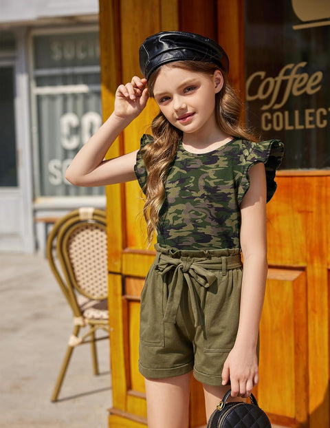Arshiner Girls Shirts Ruffle Short Sleeve Cute Casual Tops Blouse Tee
