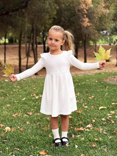 Arshiner Girl Dress Baby Girls Knitted Ruffle Sleeve Dresses