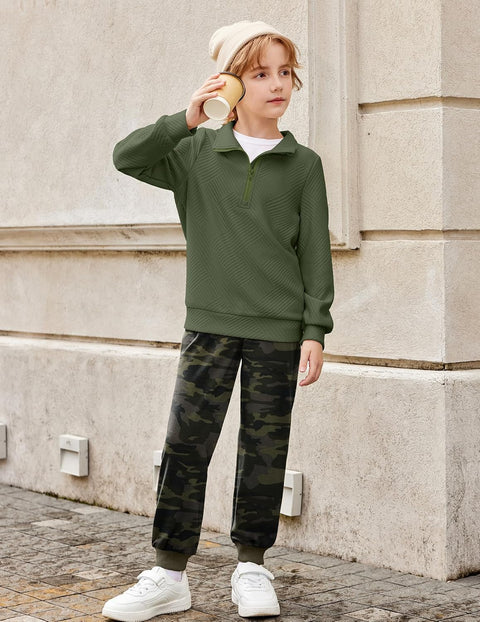 Arshiner Boys Half Zip Sweatshirt and Pants Outfit 2Pcs Set