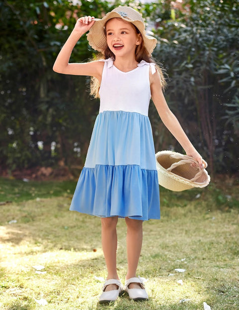 Arshiner Toddler Summer Dress Little Girls Casual Beach Party Bowknot Sling Sundress with Pocket