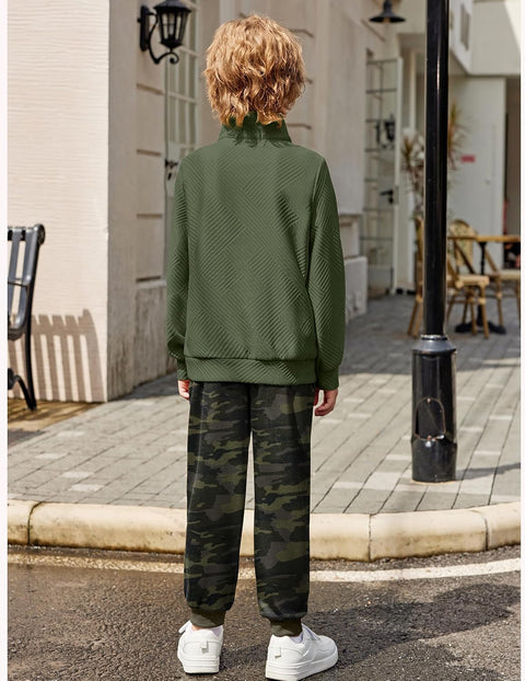 Arshiner Boys Half Zip Sweatshirt and Pants Outfit 2Pcs Set