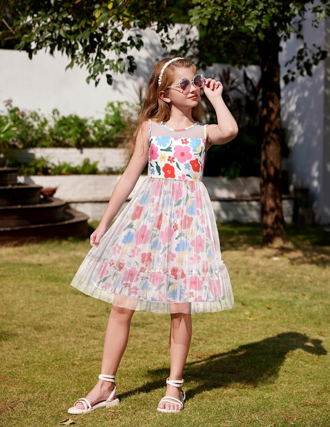 [2T-7Y] Arshiner Toddler Sleeveless Formal Dress Fancy Cute Tulle Glitter Dresses
