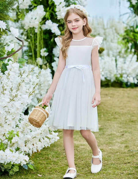 [2-8Y] Arshiner Toddler Girls Tutu Dress Contrast Mesh Party Dresses