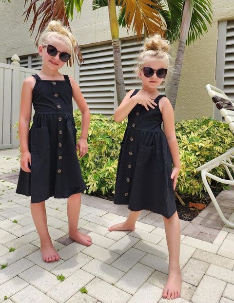 Arshiner Girl's Spaghetti Strap Button Down Midi Sleeveless Sundress