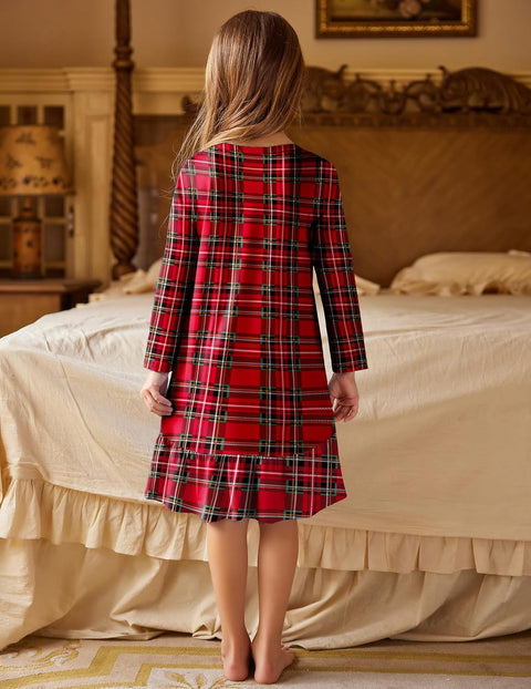 Arshiner Girls' Sleepwear Long Sleeve Cute Nightie Pajama Dress