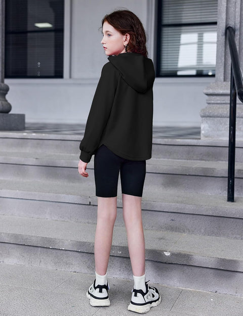 Arshiner Girls Button Collar Kids Hooded Sweatshirt