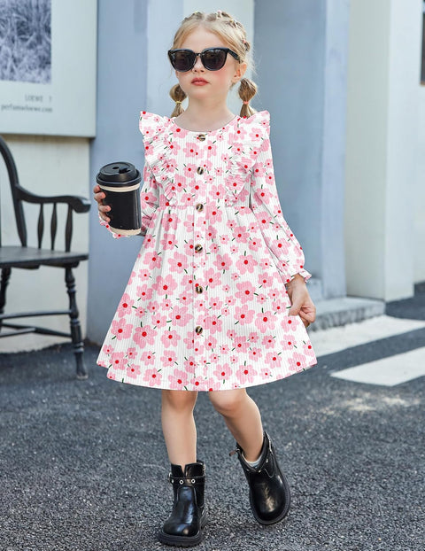 Arshiner Toddler Sweater Dress Ruffle Ribbed Knit Dresses