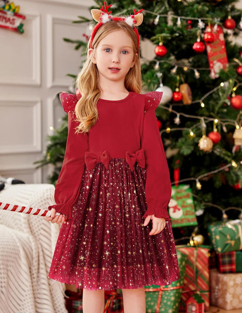 Arshiner Girls Tulle Dresses with Bow Tie Party Dress