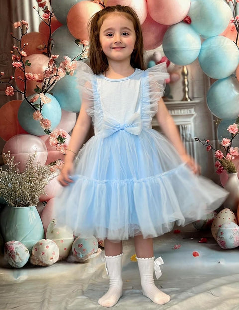 【2-6T】Arshiner Toddler Tutu Dress Girls Tulle Ruffle Bowknot Dresses