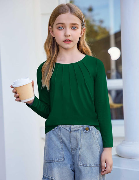 Arshiner Girls Pleated Long Sleeve Shirts