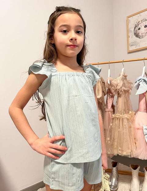 Arshiner Girls Shorts Sets Cap Sleeve Top and Elastic Waist Shorts Outfit