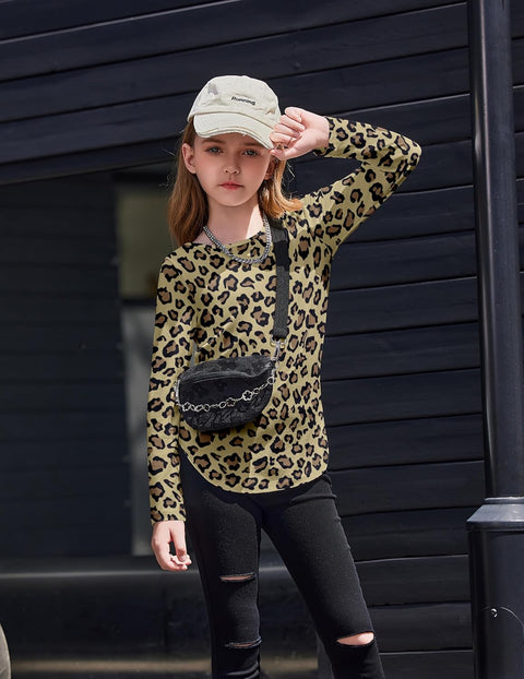 Arshiner Girls Long Sleeve T Shirts Hem Side Soft Tops
