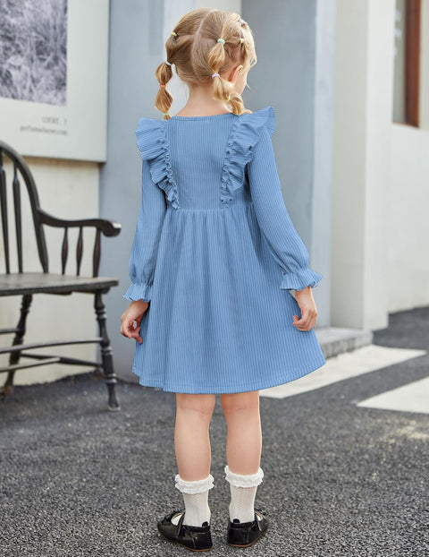 Arshiner Toddler Sweater Dress Ruffle Ribbed Knit Dresses