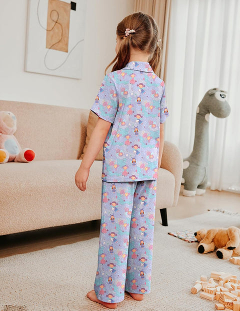 Arshiner Pajamas for Girls Short Sleeve Long Pants Outfit 2 Piece  Pjs Sets