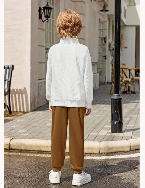 Arshiner Boys Half Zip Sweatshirt and Pants Outfit 2Pcs Set