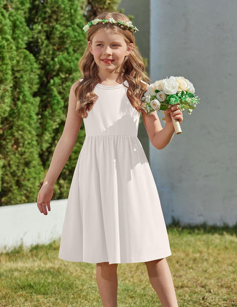 【2-6Y】Arshiner Toddler Girls Dress Back Bowknot Twirly Sundress with Pockets