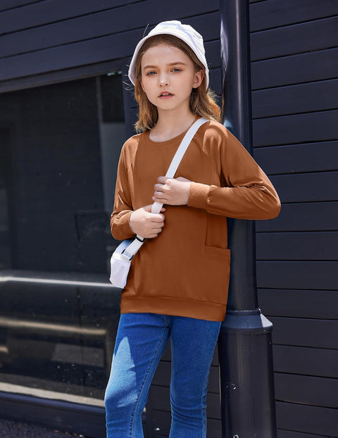 Arshiner Girls Long Sleeve Shirts with Pockets