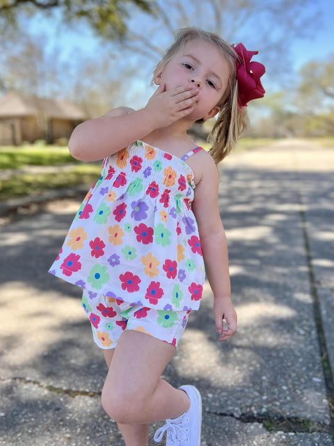【2-8Y】Arshiner Toddler Girls 2 Piece Outfits Ruffle Hem Camisole & Shorts Set