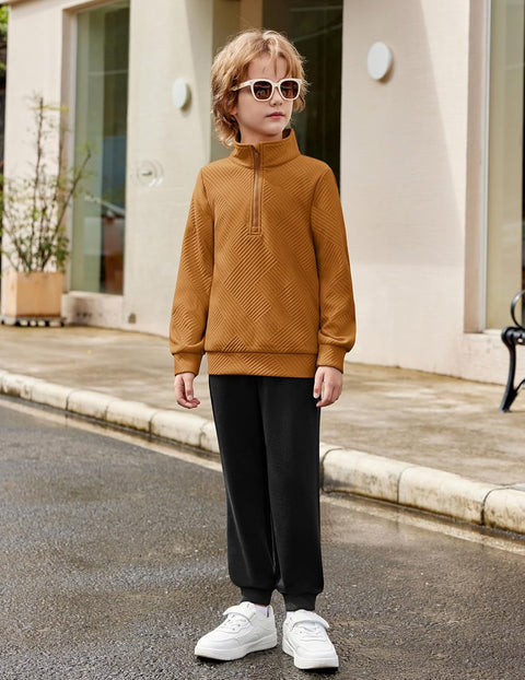 Arshiner Boys Half Zip Sweatshirt and Pants Outfit 2Pcs Set