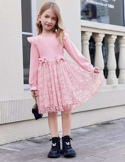 Arshiner Girls Tulle Dresses with Bow Tie Party Dress