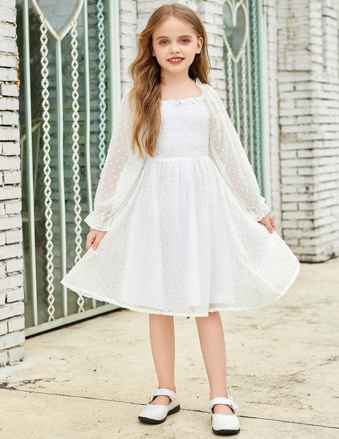 Arshiner Girl Tulle Dress Winter Long Sleeve Teen Girls Party Dresses